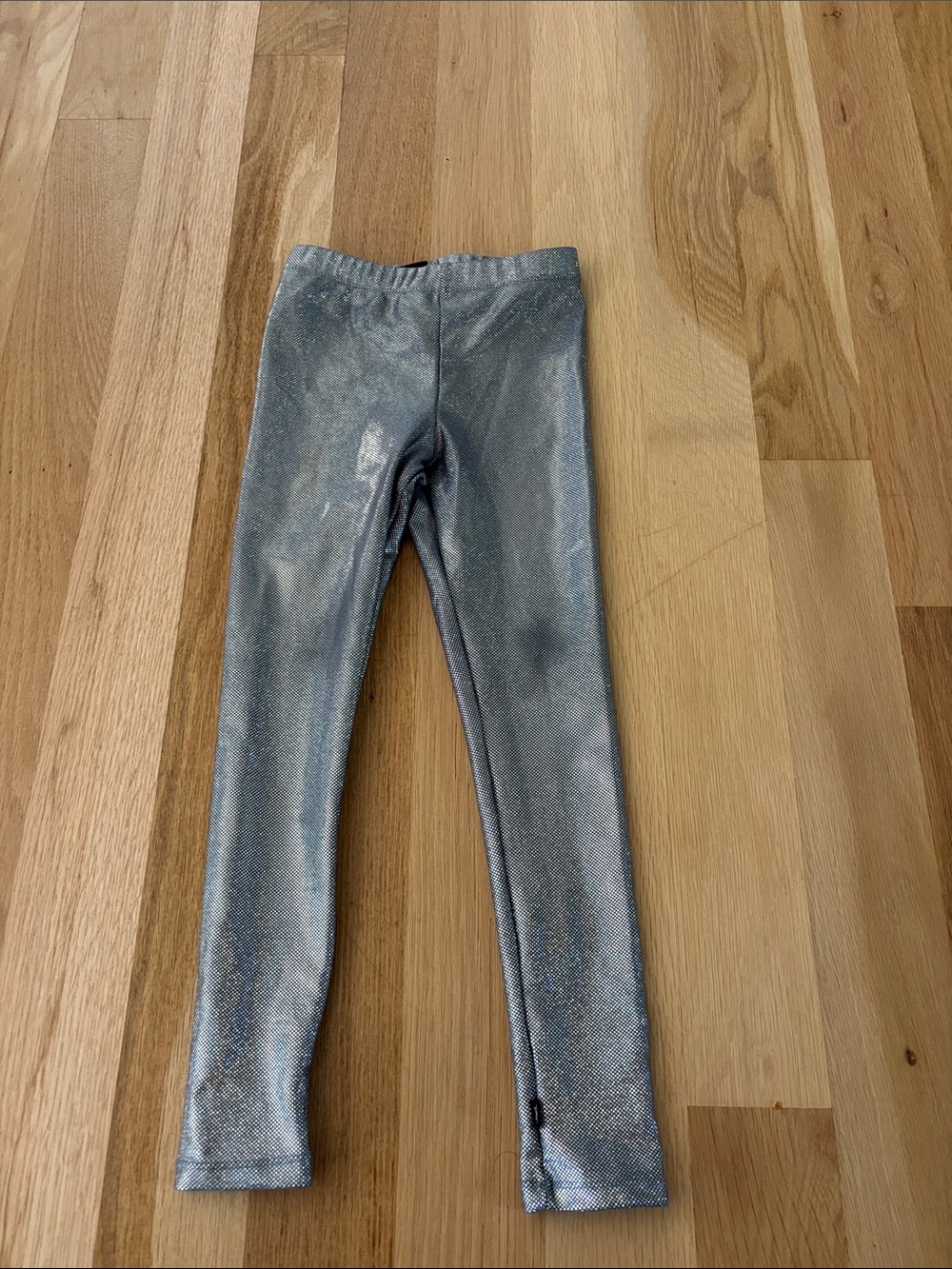 Pixielane Girls Metallic Silver Stretch Leggings size 6